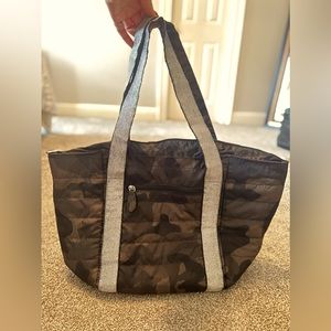 Camo and silver tote bag